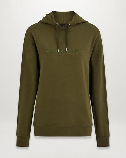 Sweat À Capuche Belstaff Femme Knox Vert Coton Polaire France KP6059384